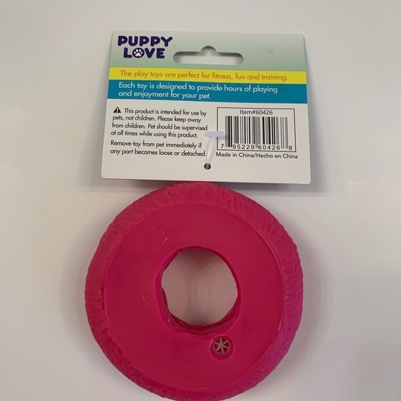 Donut With Sprinkles- Dog Squeak Toy- Pink - Picture 3 of 6